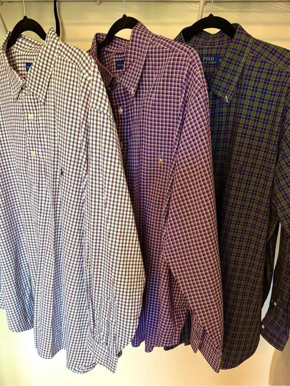 Ralph Lauren Men's Plaid Button-Down Shirts - White, Blue & Green
